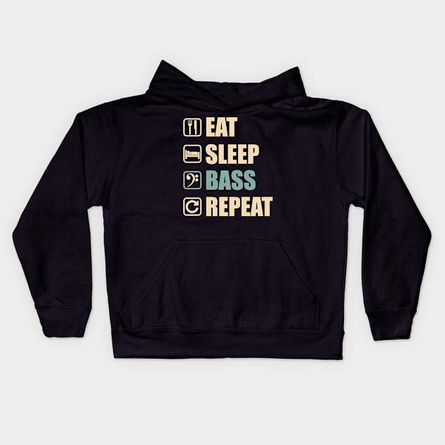Eat Sleep Bass Repeat - Funny Bass Lovers Gift Kids Hoodie by DnB